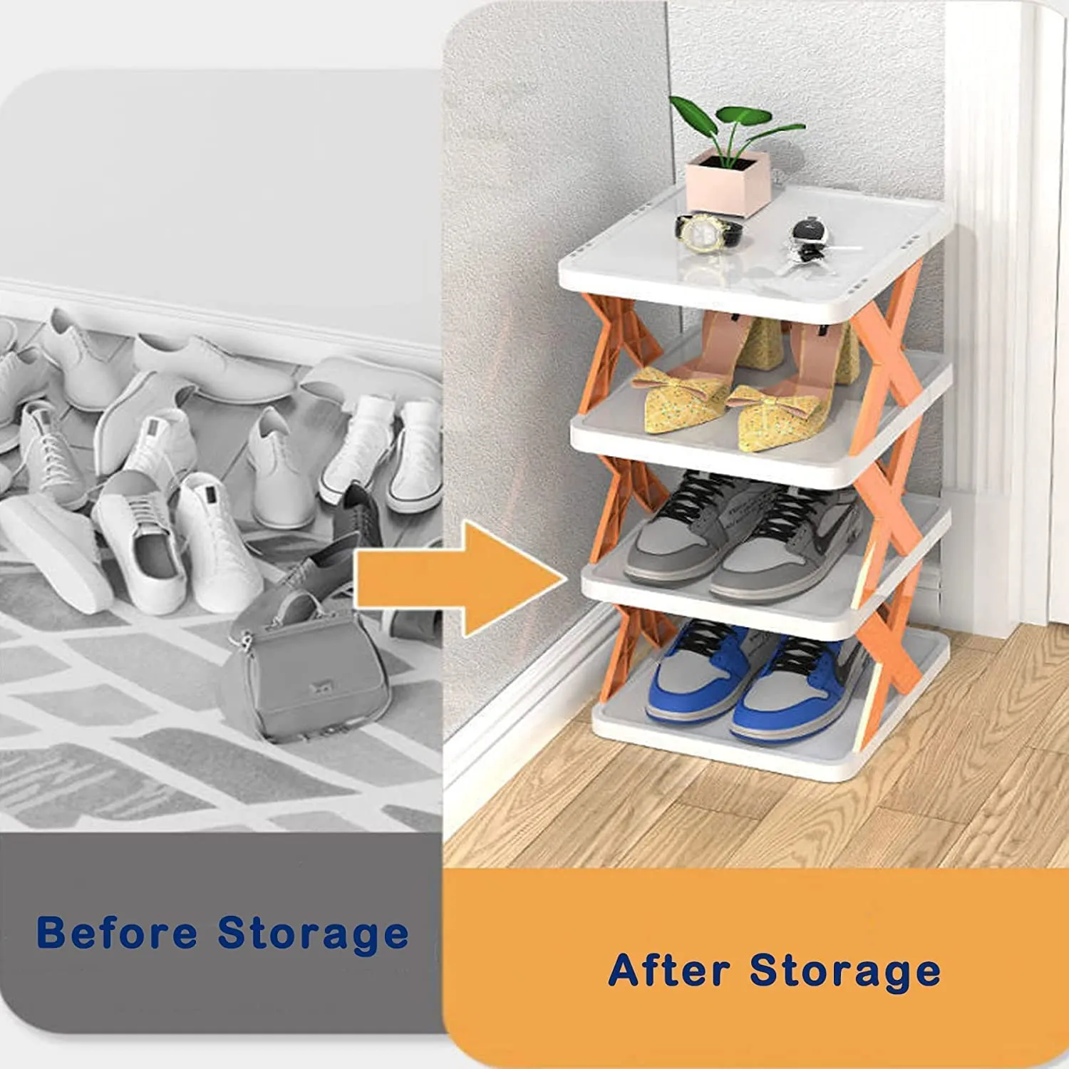 8-Layer Foldable Shoe Rack, Heavy Duty Storage Stand