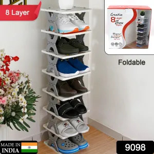 8-Layer Foldable Shoe Rack, Heavy Duty Storage Stand