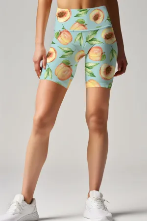 A Rich Peach Karen Green Fruity Print Summer Yoga Biker Shorts - Women