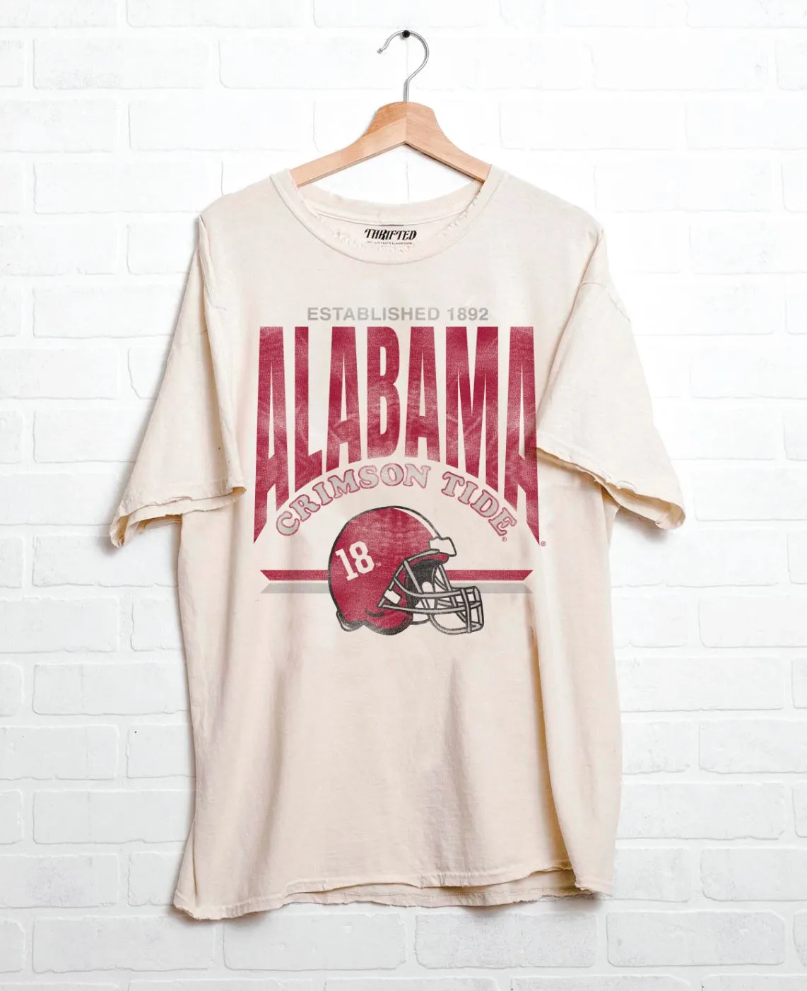 Bama Established Date Helmet Off White Thrifted Tee