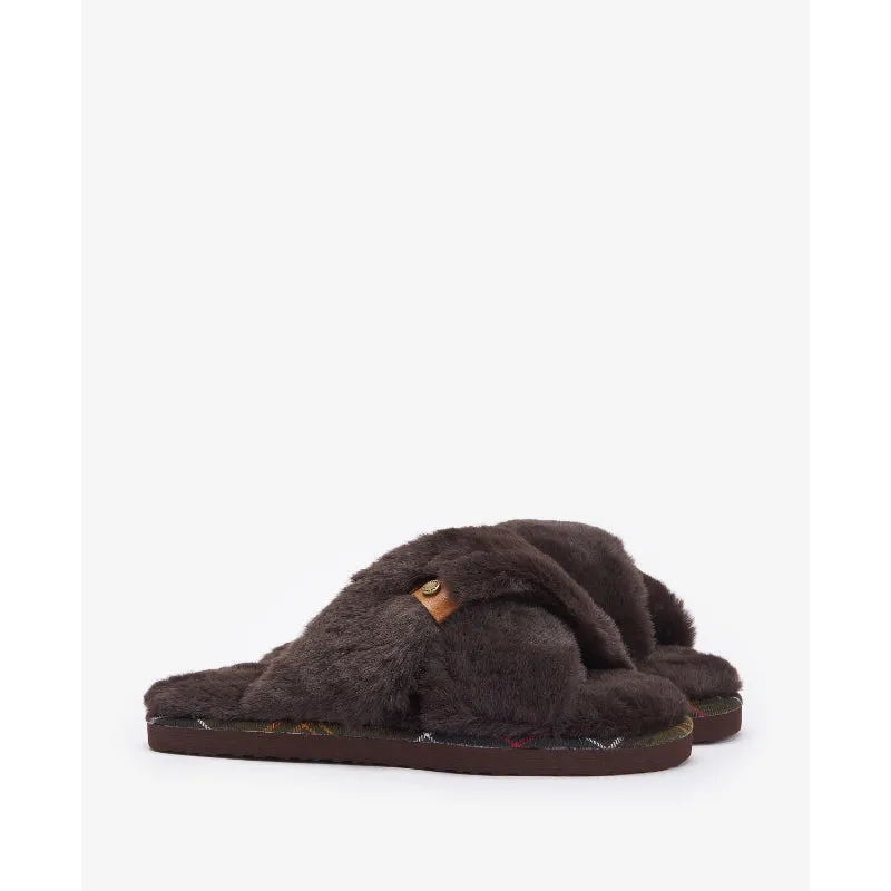 Barbour Eliza Cross-Over Ladies Slipper - Brown