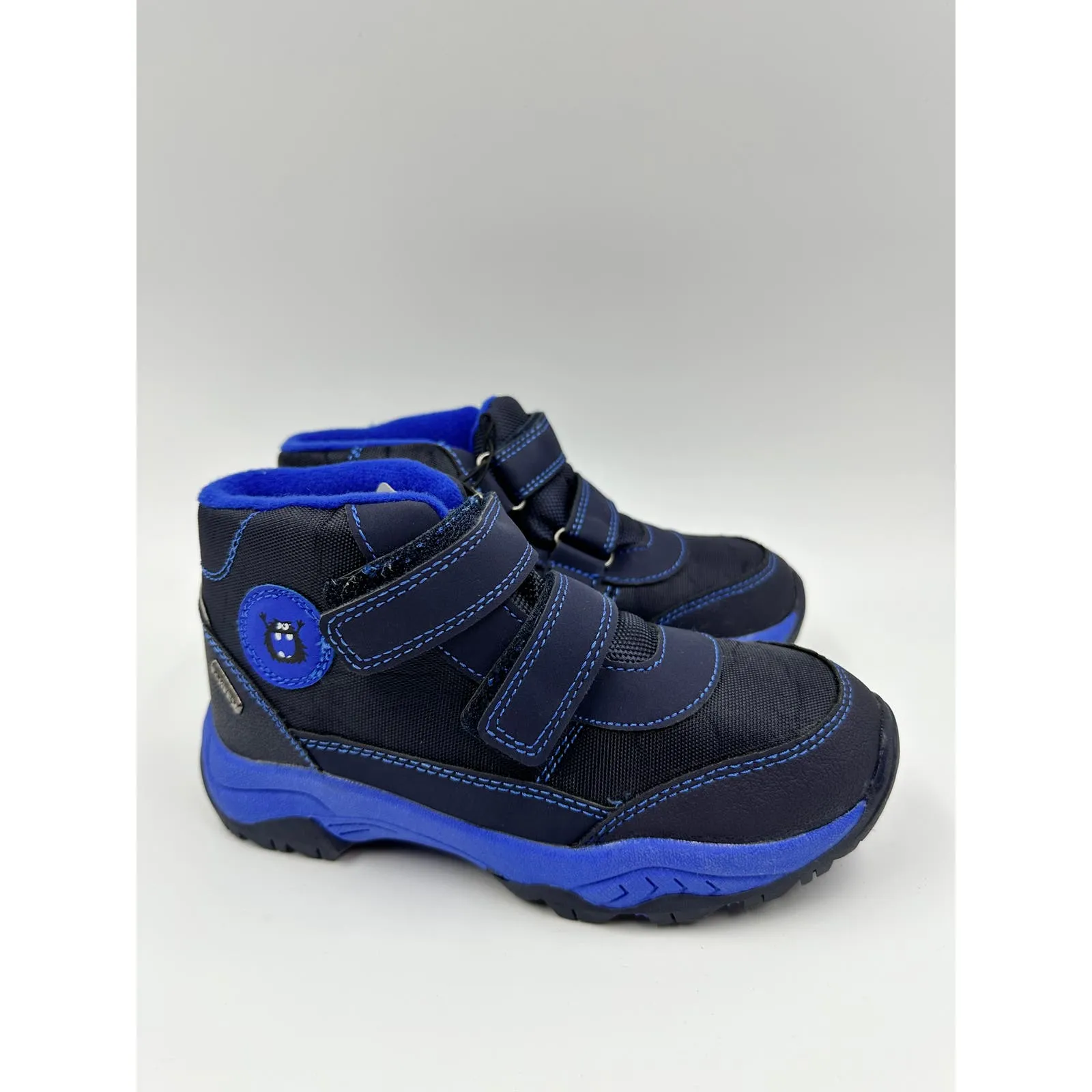 Big Kid Size 1, High Top Dark Blue Hikers w/ Hook and Loop Strap, Rubber Toe Cap