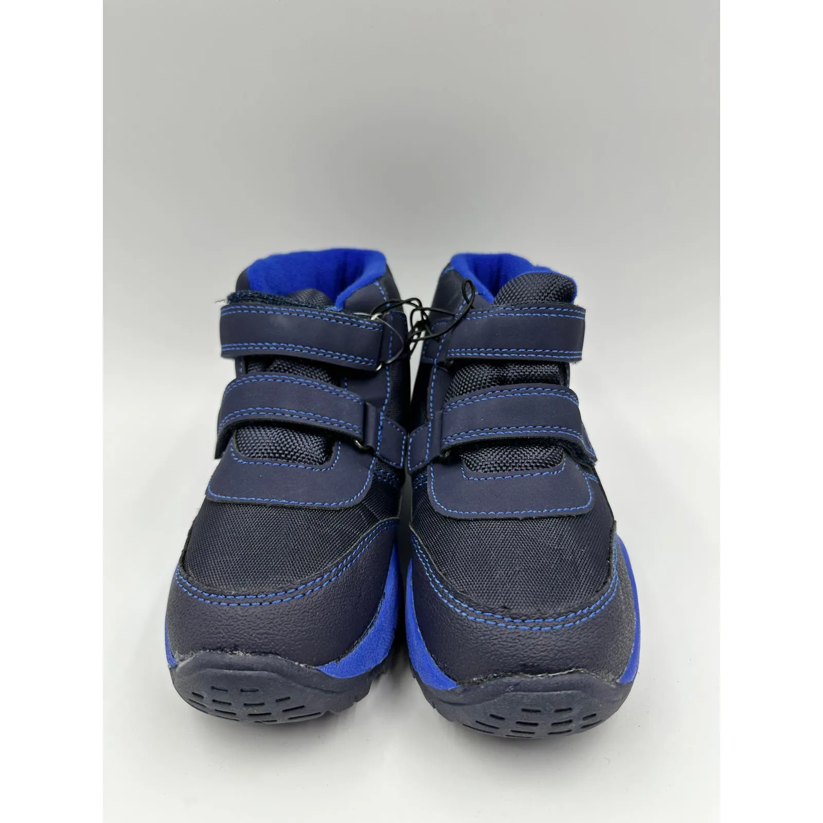 Big Kid Size 1, High Top Dark Blue Hikers w/ Hook and Loop Strap, Rubber Toe Cap