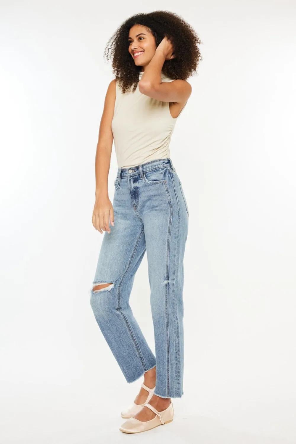 Blue Zone Planet |  Kancan Ultra High Rise Distressed Straight Jeans