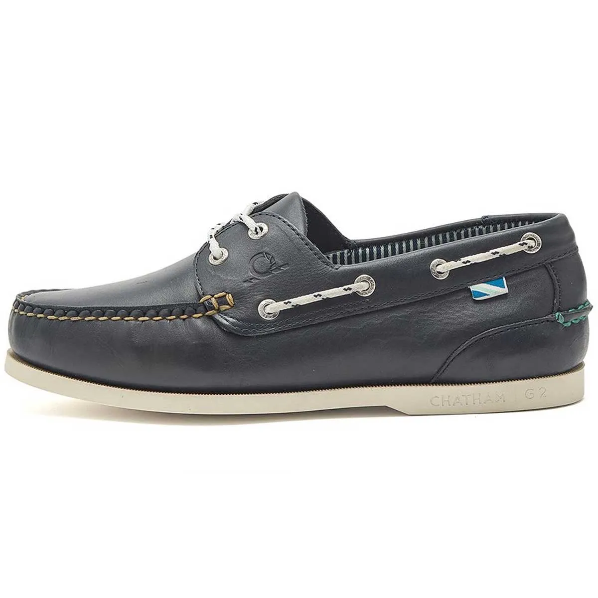 CHATHAM Crew G2 Premium Leather Boat Shoes - Men's - Navy