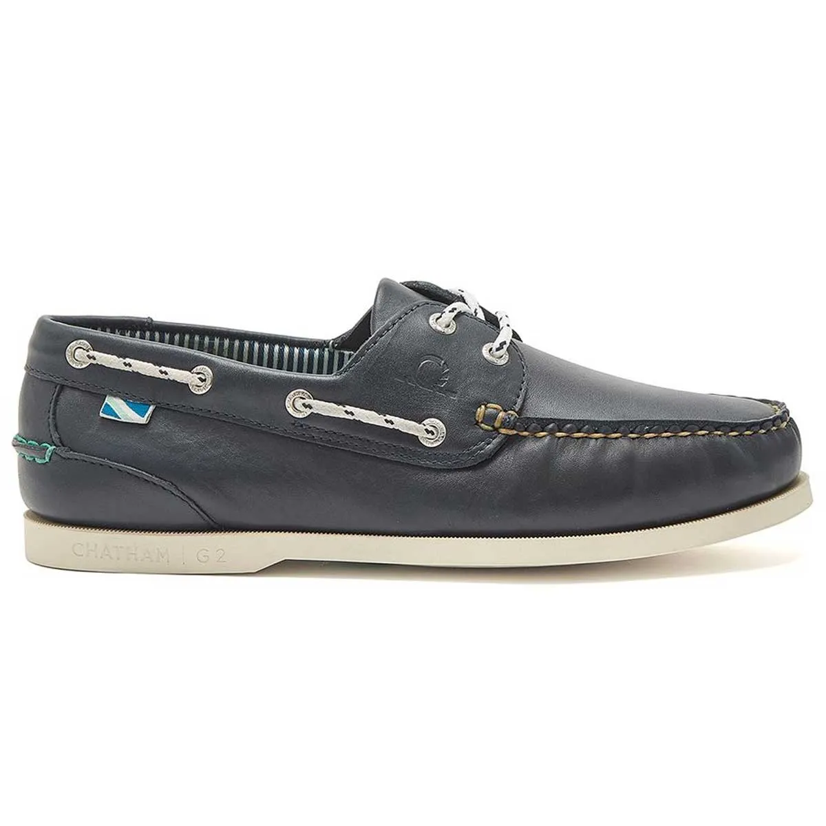 CHATHAM Crew G2 Premium Leather Boat Shoes - Men's - Navy