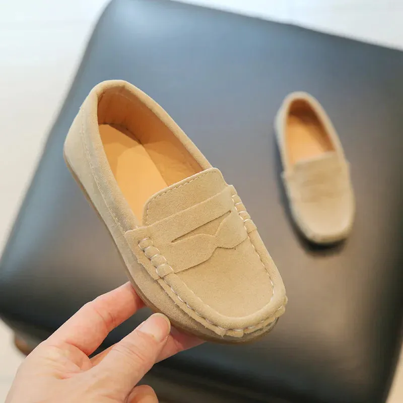 Children's Flats Suede Leather Casual Shoes Spring Autumn New Solid Slip on Boys Shoes Kids Loafers Girls Dress Party Shoes 구두