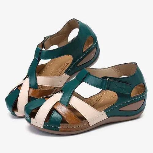 Color Block Cross Strap Sandals