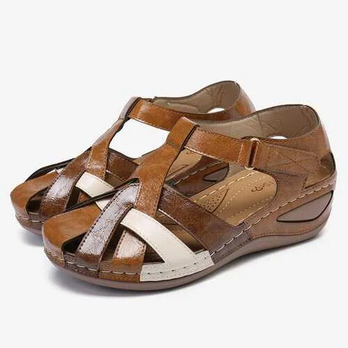 Color Block Cross Strap Sandals