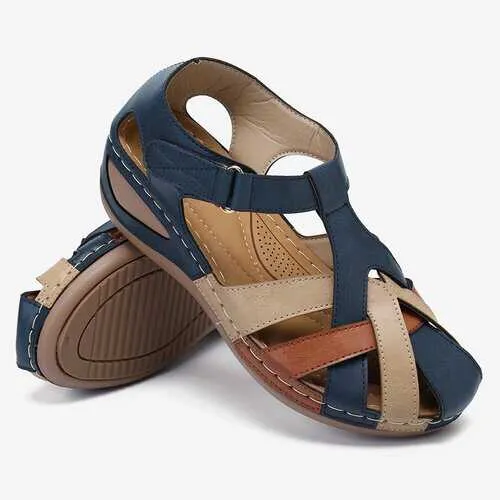 Color Block Cross Strap Sandals