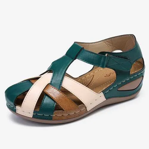 Color Block Cross Strap Sandals