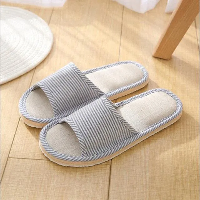 Comfortable Flat Shoes Linen Slippers