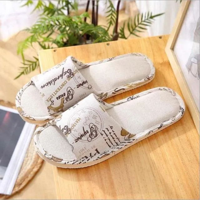 Comfortable Flat Shoes Linen Slippers