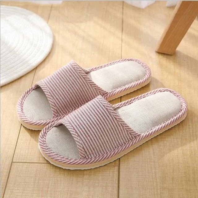 Comfortable Flat Shoes Linen Slippers