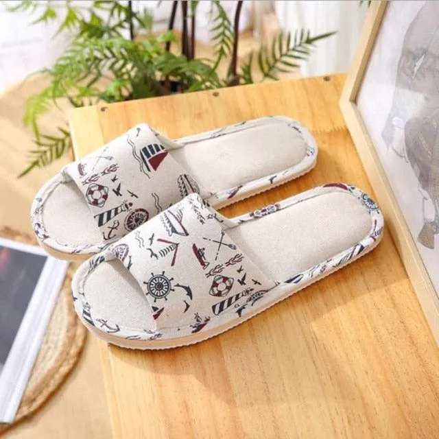 Comfortable Flat Shoes Linen Slippers