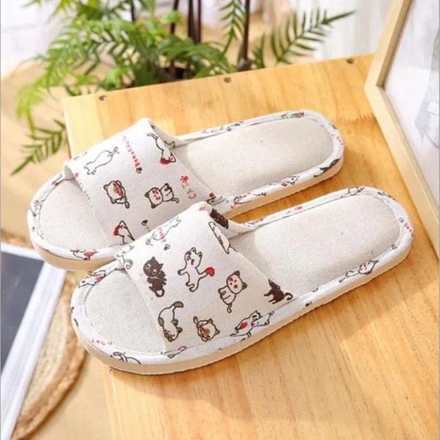 Comfortable Flat Shoes Linen Slippers