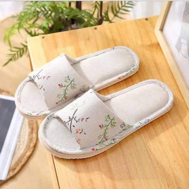 Comfortable Flat Shoes Linen Slippers