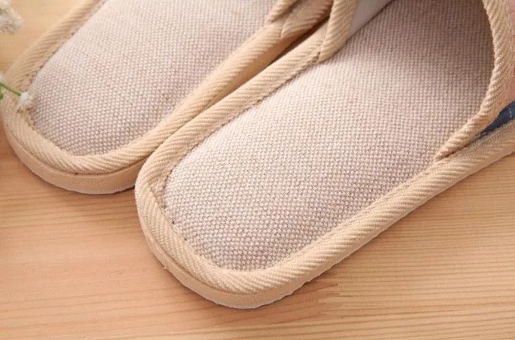 Comfortable Flat Shoes Linen Slippers