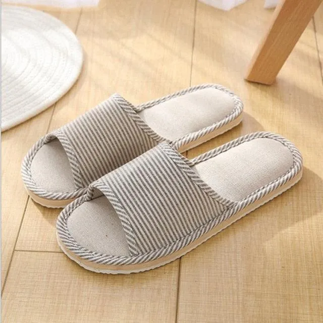 Comfortable Flat Shoes Linen Slippers