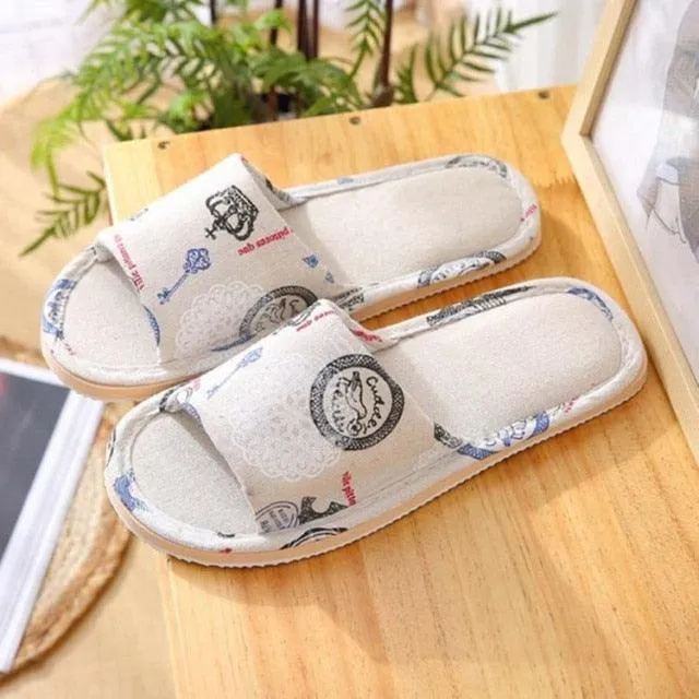 Comfortable Flat Shoes Linen Slippers