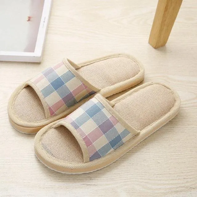 Comfortable Flat Shoes Linen Slippers