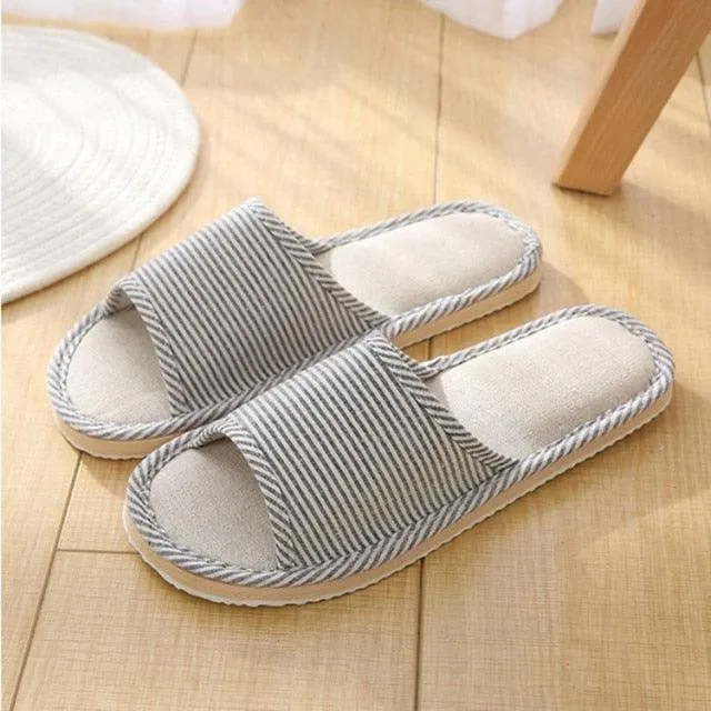 Comfortable Flat Shoes Linen Slippers