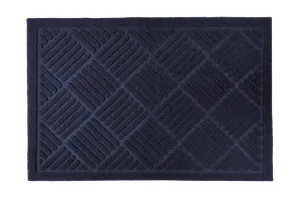 Cross Hatch Easy Care Absorbent Door Mat in Navy