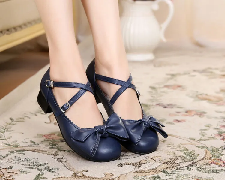 Cross Strap Bow Flat Shoes