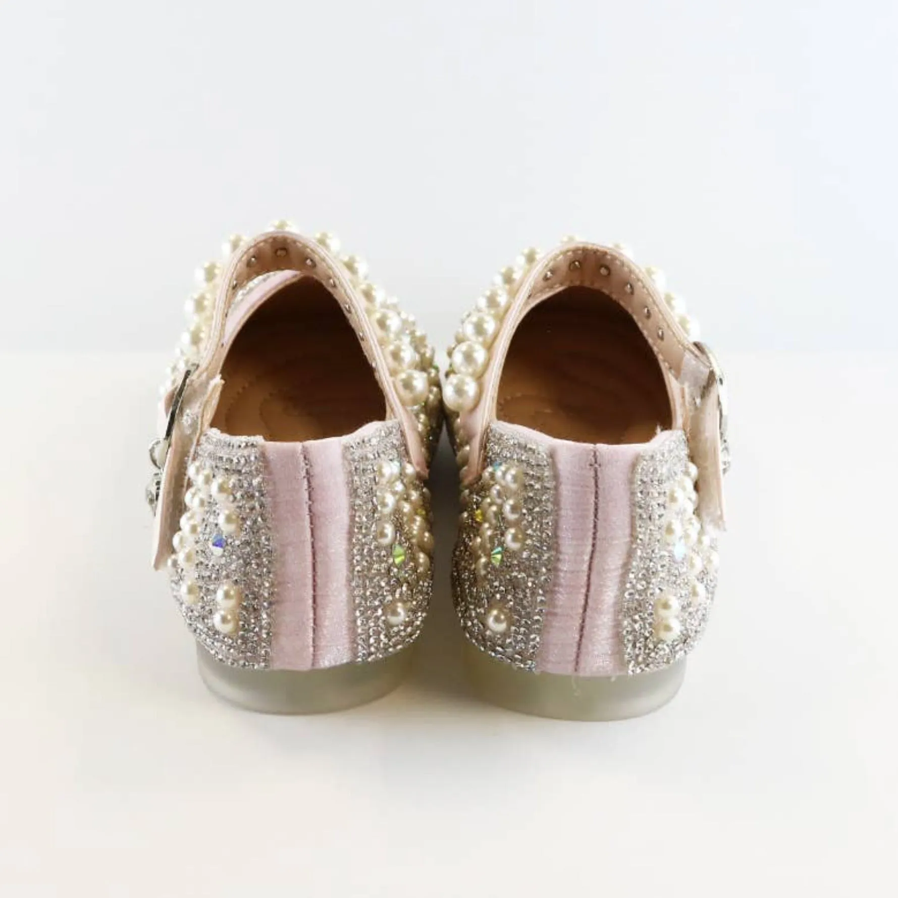 Doe a Dear PINK Pearl Strap Jewel Flat Shoes