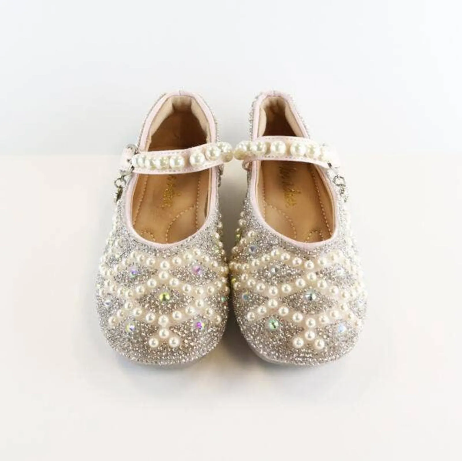 Doe a Dear PINK Pearl Strap Jewel Flat Shoes