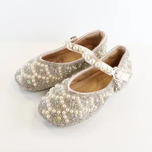 Doe a Dear PINK Pearl Strap Jewel Flat Shoes