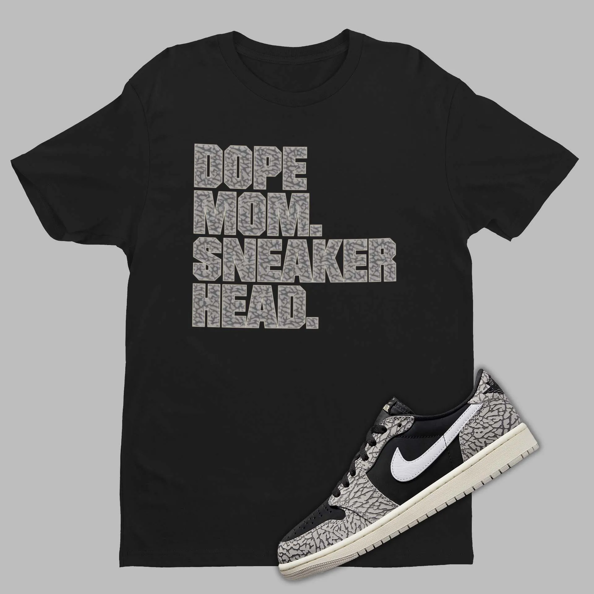 Dope Mom Shirt Matching Air Jordan 1 Low  Black Cement