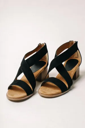 Doria Cross Strap Heels in Black