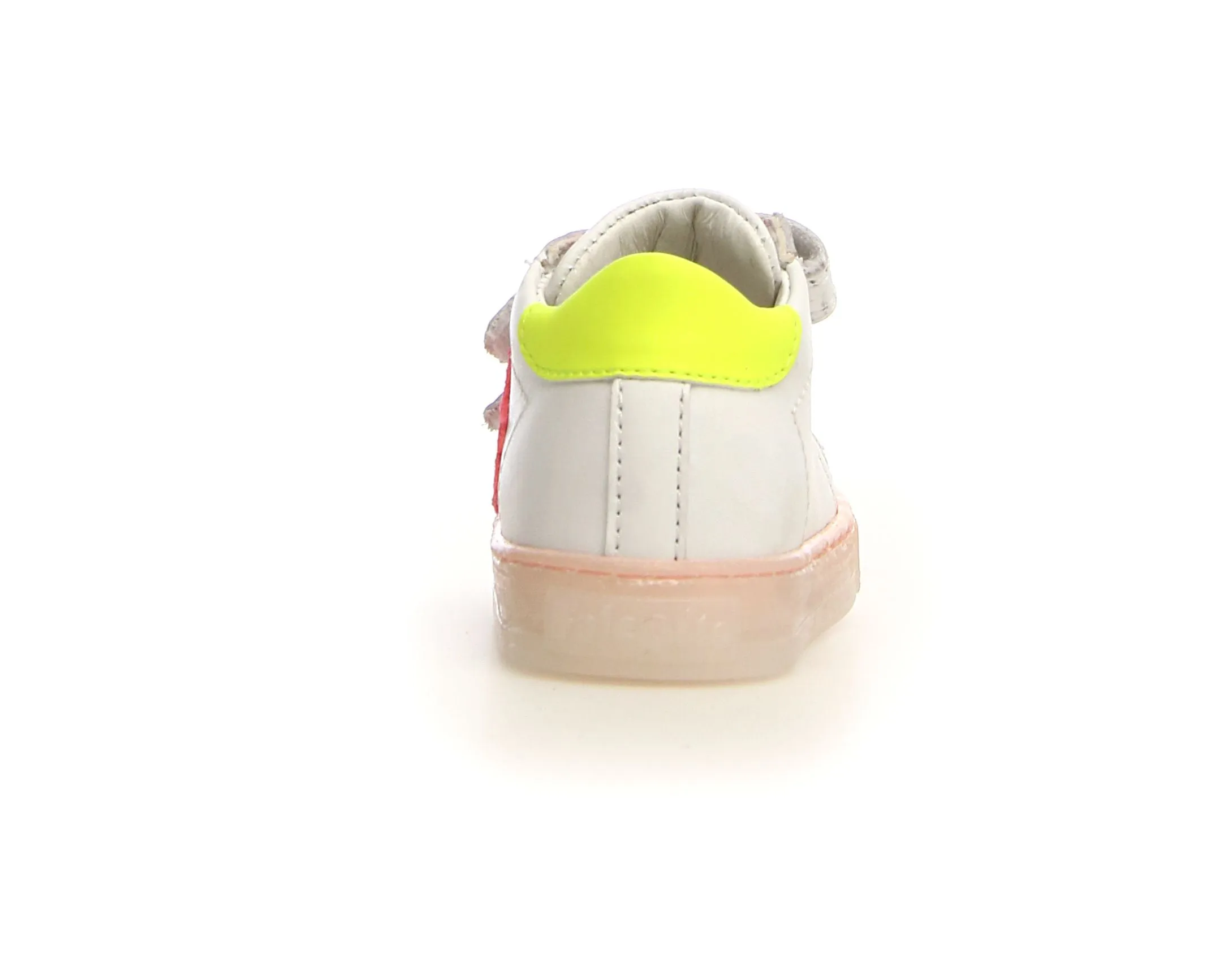 Falcotto Sasha VL Girl's Leather Sneakers - White/Candy Fluoscerent