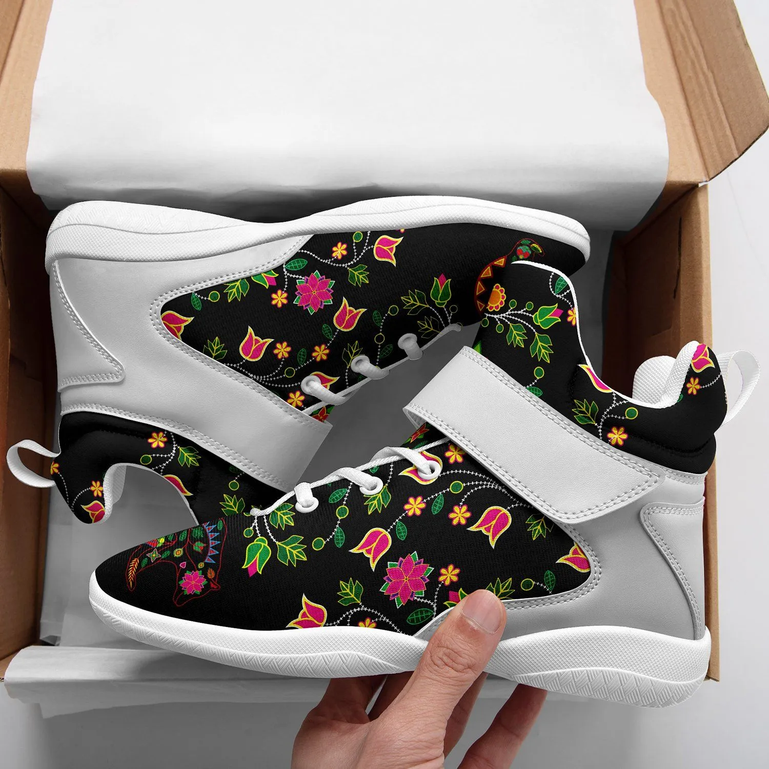 Floral Bear Kid's Ipottaa Basketball / Sport High Top Shoes