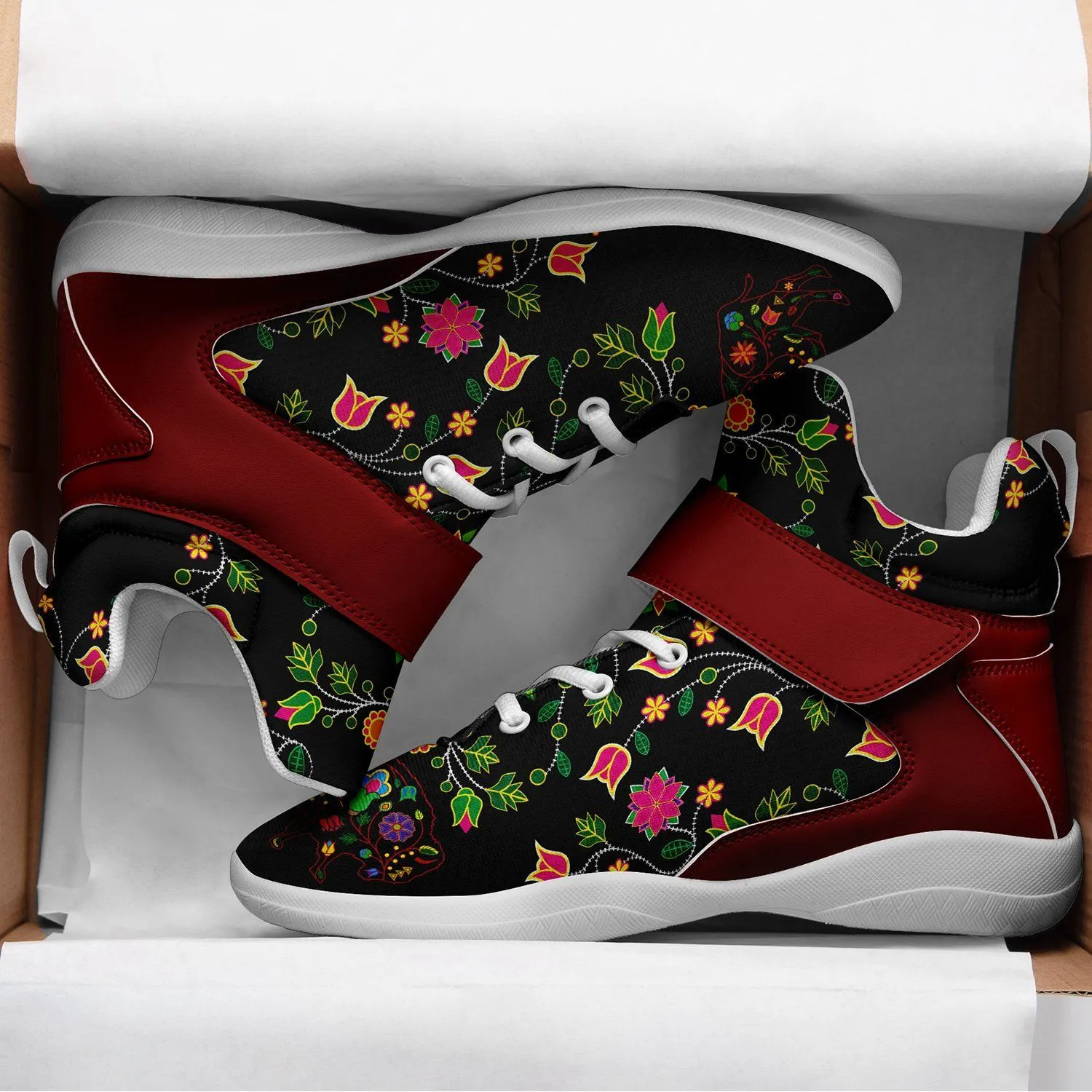 Floral Buffalo Ipottaa Basketball / Sport High Top Shoes - White Sole