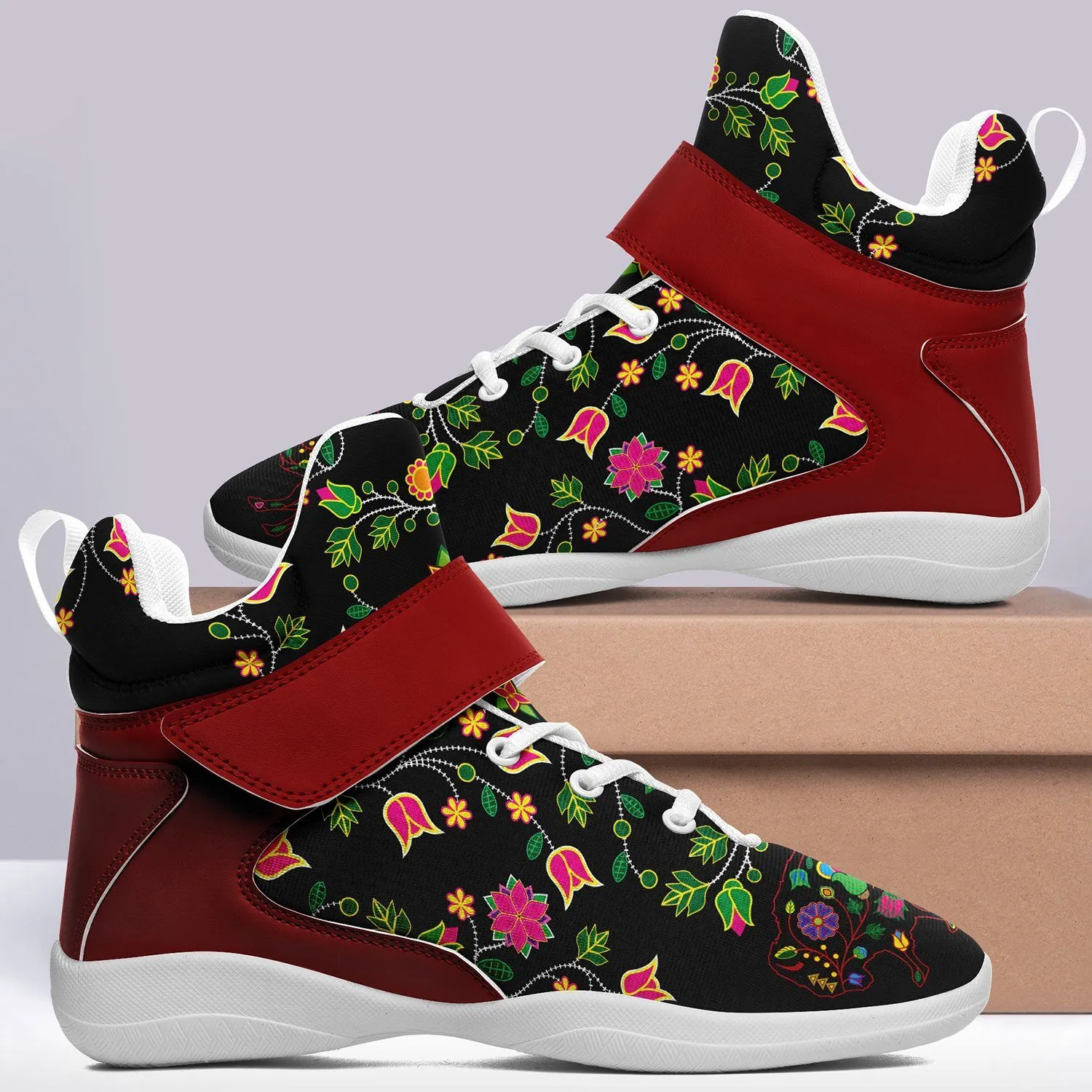 Floral Buffalo Ipottaa Basketball / Sport High Top Shoes - White Sole