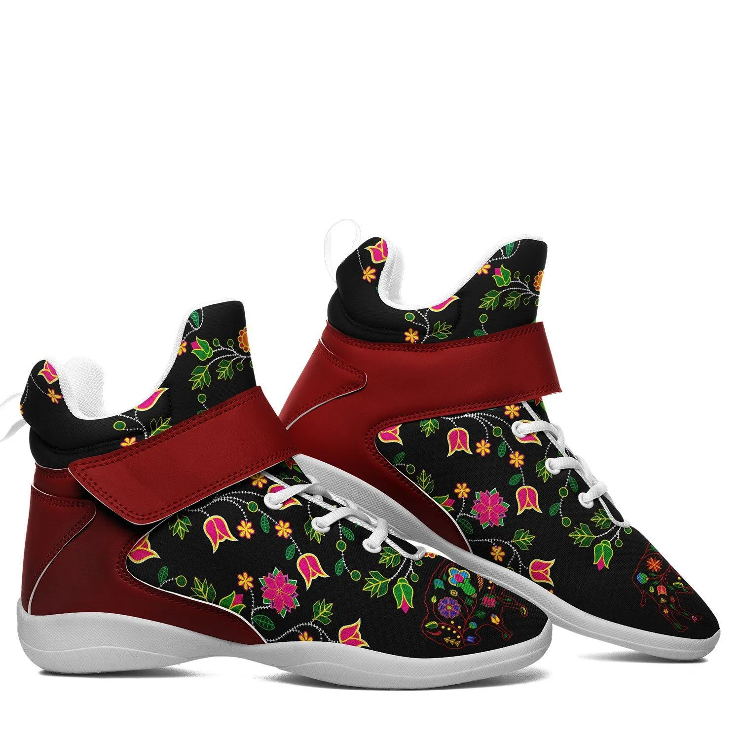 Floral Buffalo Ipottaa Basketball / Sport High Top Shoes - White Sole