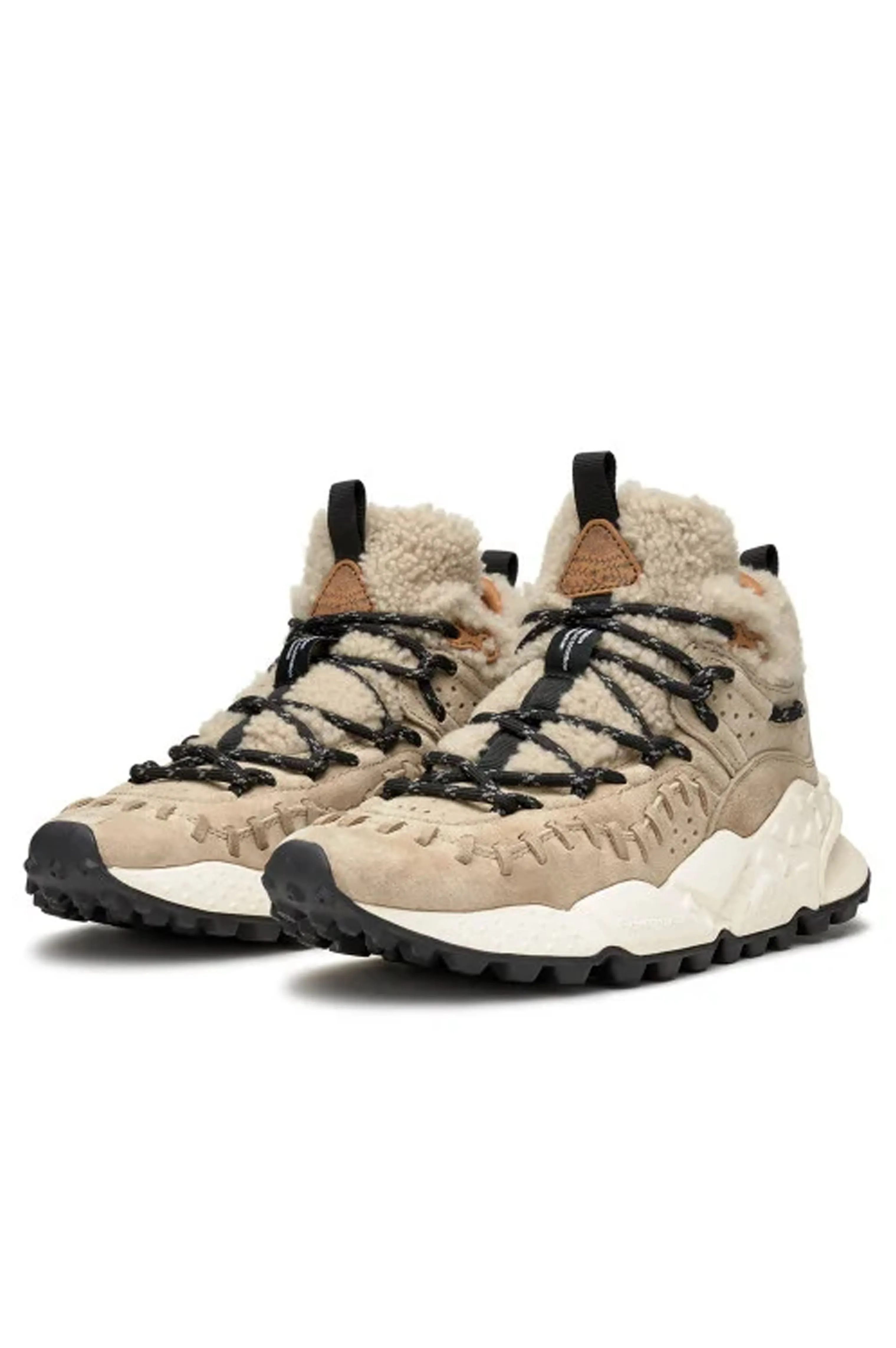 Flower Mountain Morican Beige Shearling Trainers