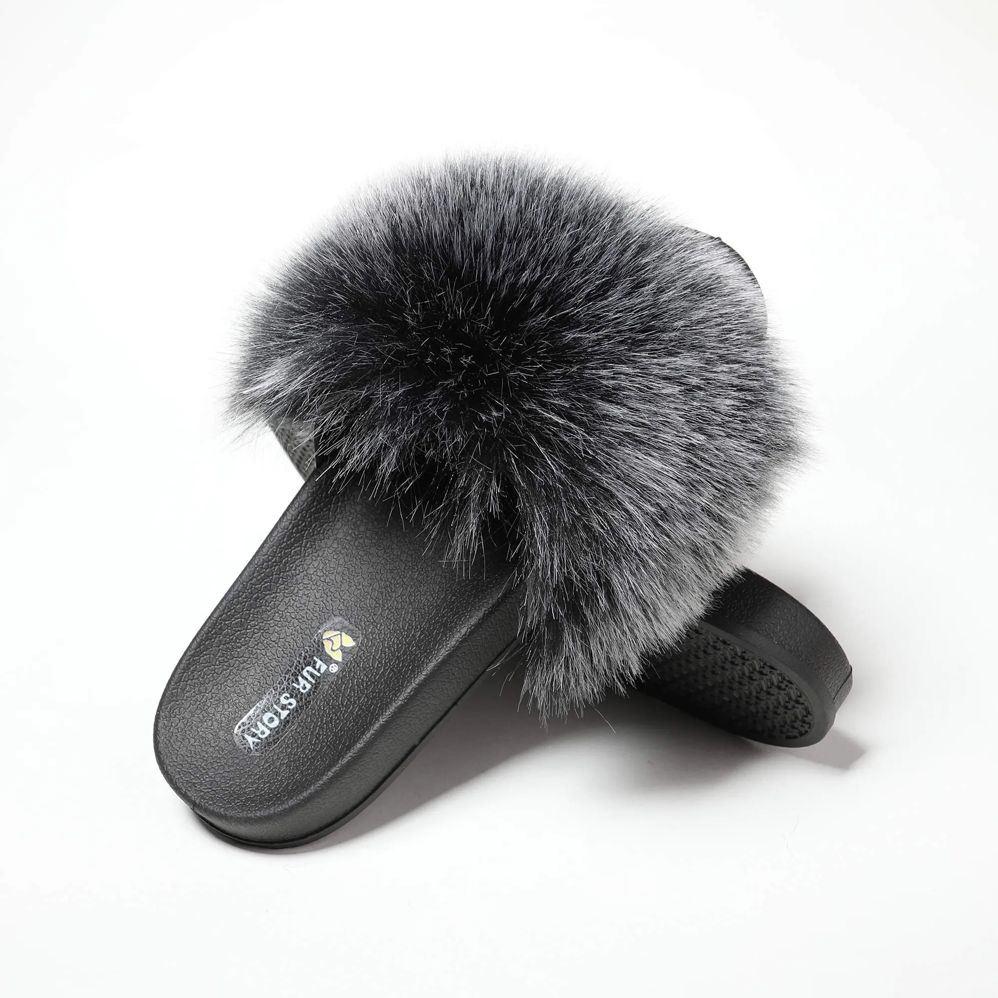 FS19S05 Faux Fur Slides Furry Slipper Sandals (Flat)