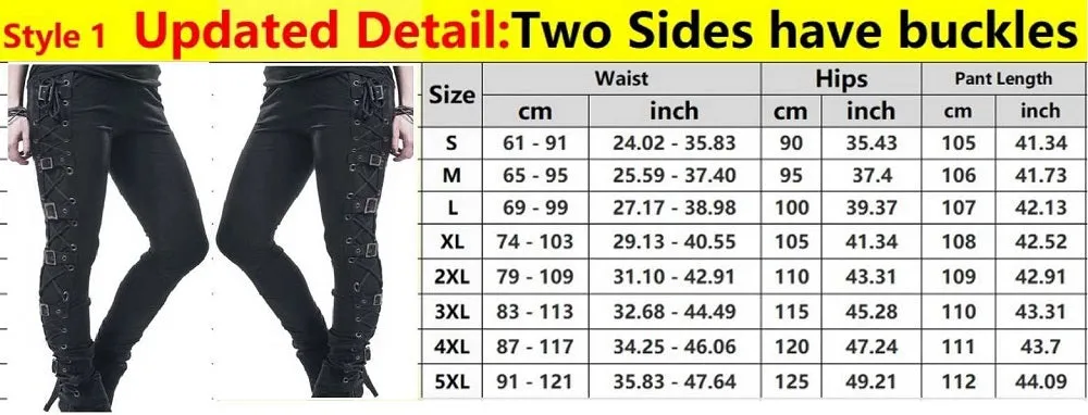 Funki Buys | Pants | Women's Gothic Buckle Strap Lace Up Pant