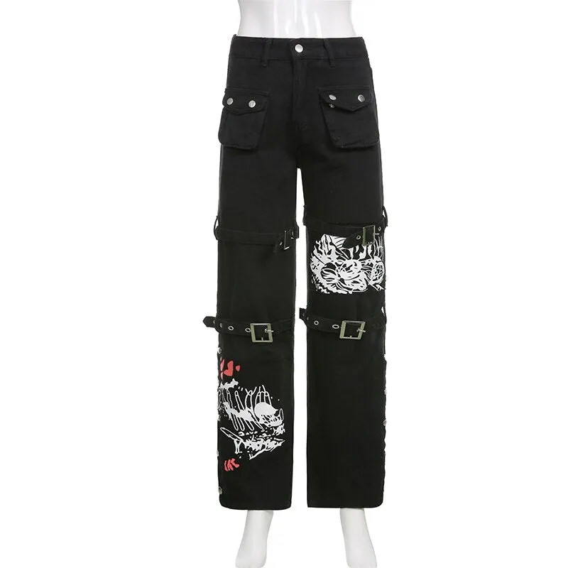 Funki Buys | Pants | Women's Gothic Harajuku Streetwear Pants