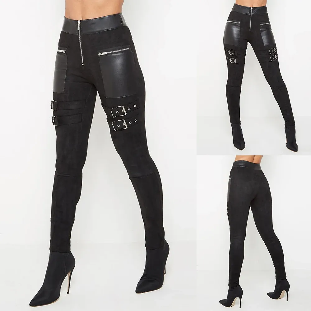 Funki Buys | Pants | Women's Gothic Punk Buckle Strap Pants