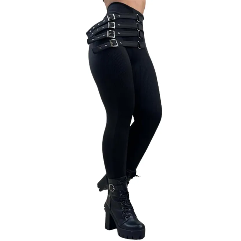 Funki Buys | Pants | Women's High Waist Buckle Belt Fitted Pant