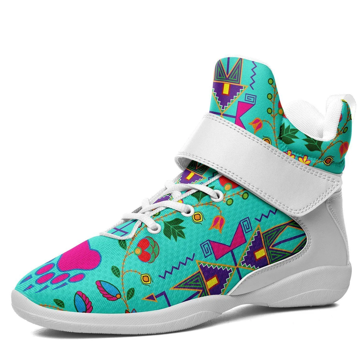 Geometric Floral Fall Sky Ipottaa Basketball / Sport High Top Shoes - White Sole