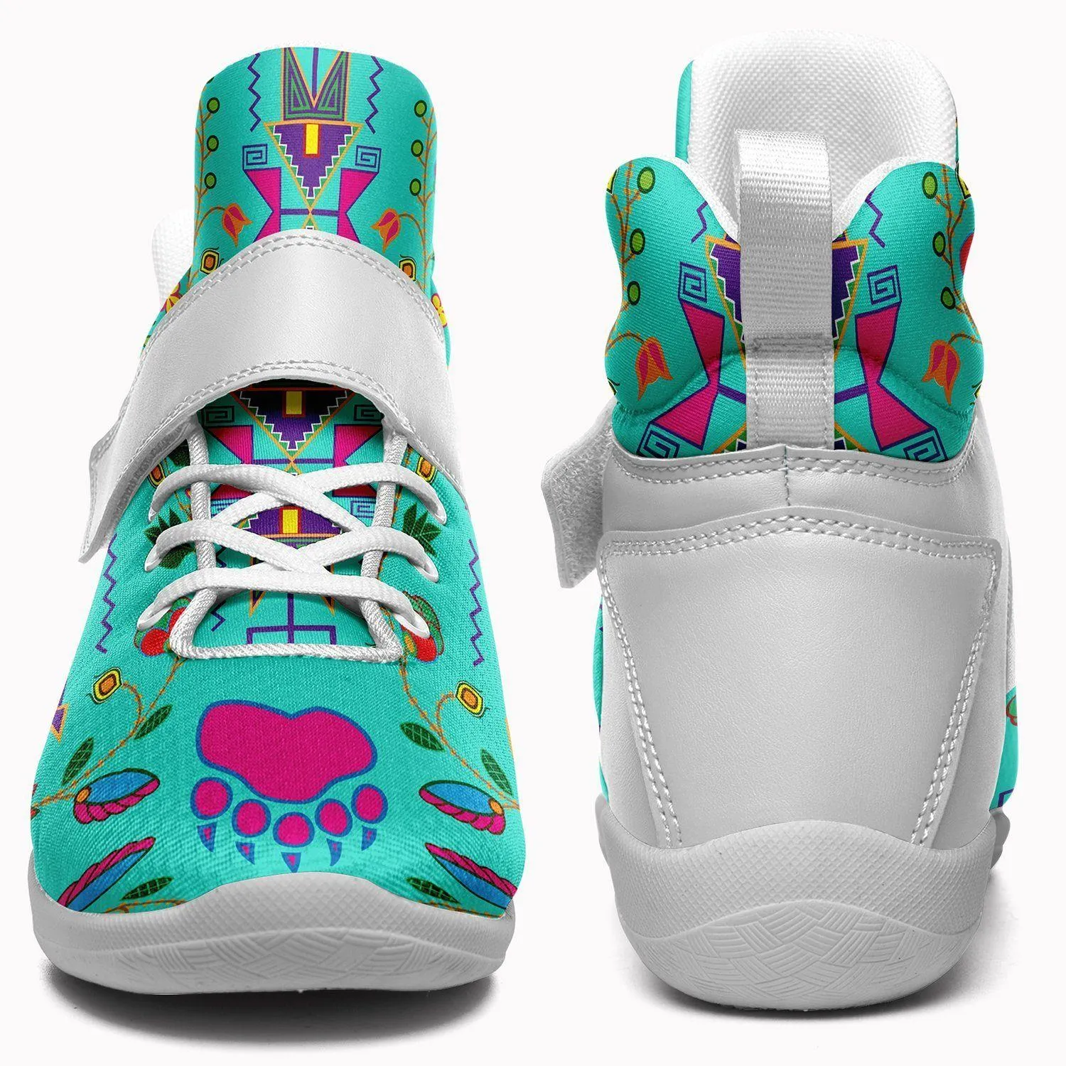 Geometric Floral Fall Sky Ipottaa Basketball / Sport High Top Shoes - White Sole