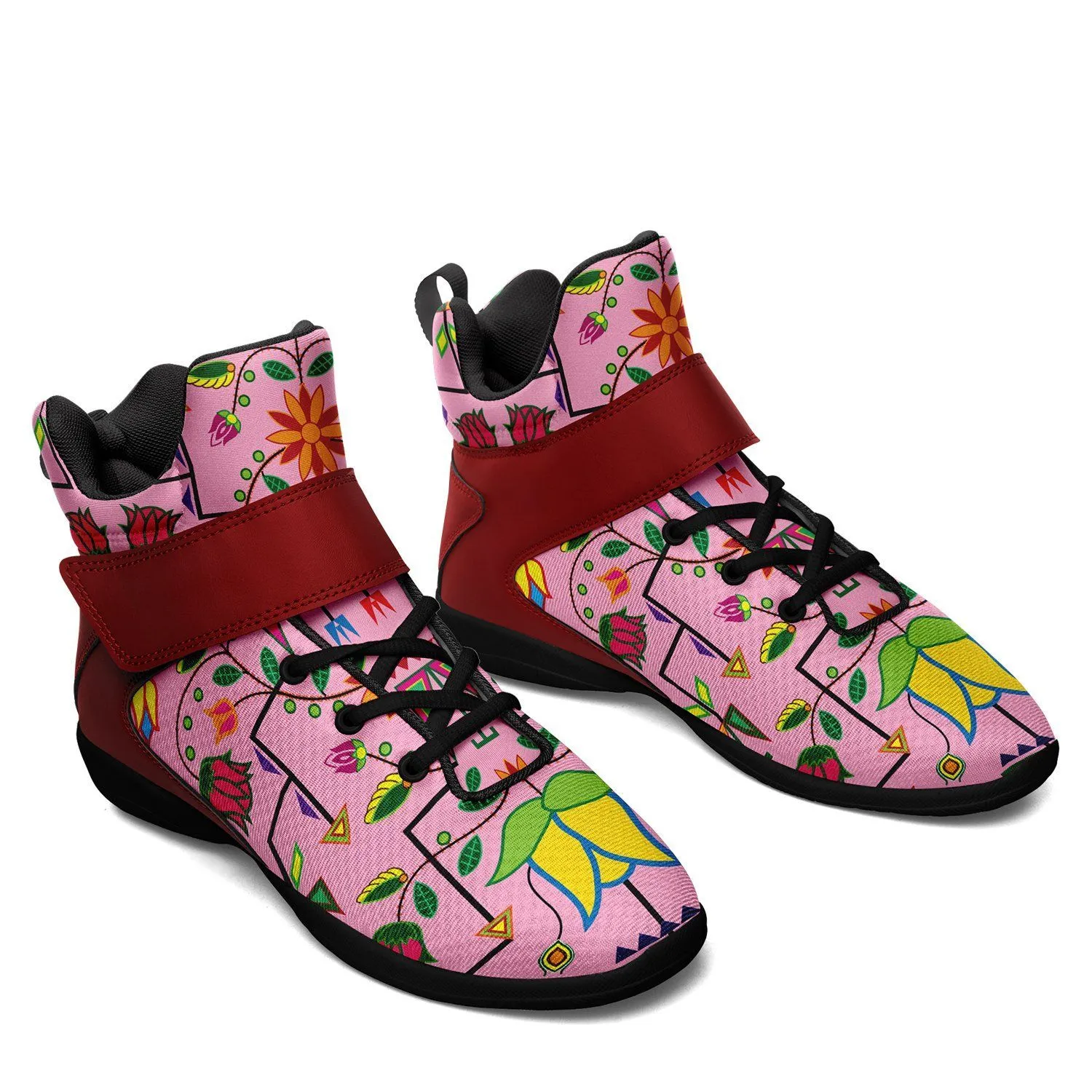 Geometric Floral Summer Sunset Ipottaa Basketball / Sport High Top Shoes - Black Sole