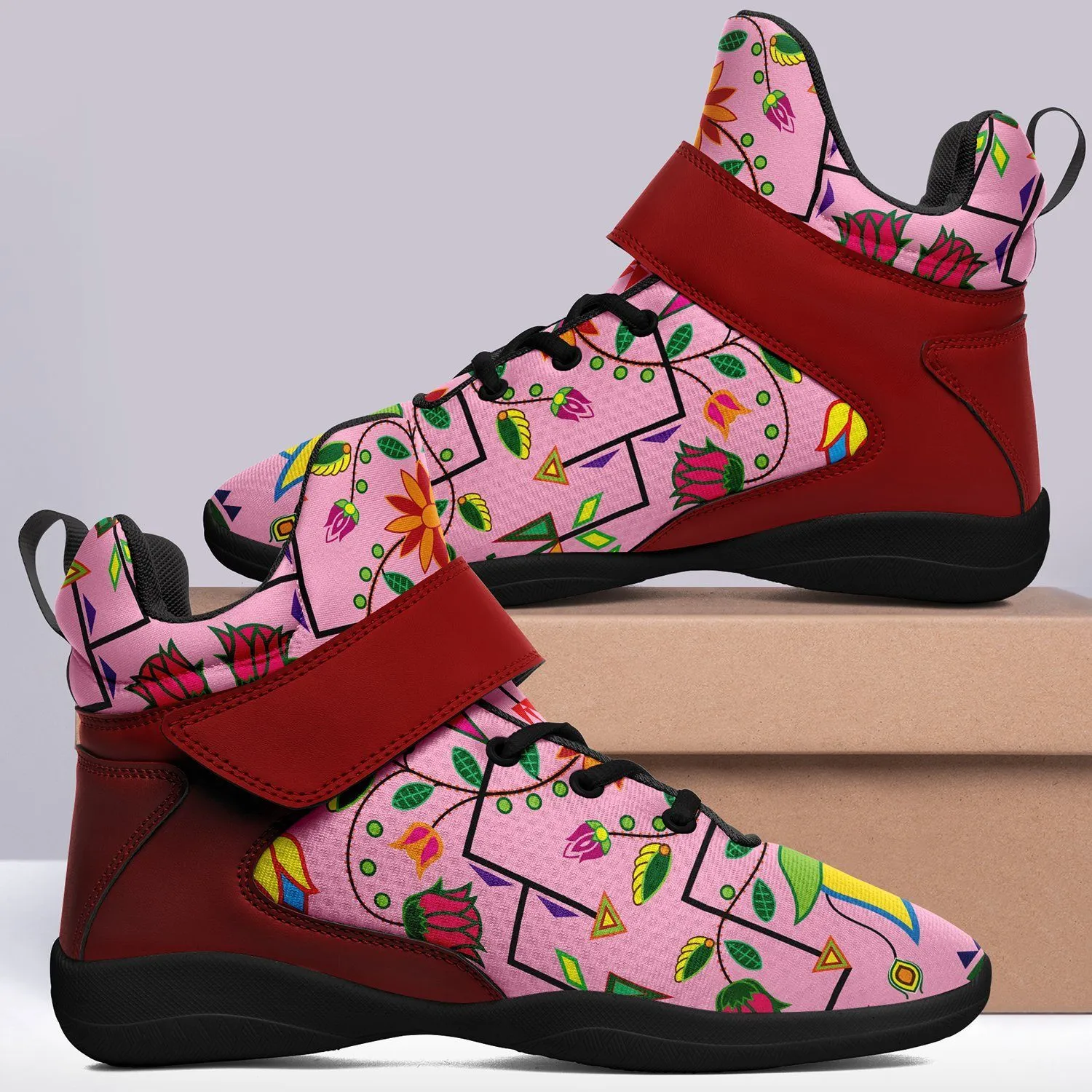 Geometric Floral Summer Sunset Ipottaa Basketball / Sport High Top Shoes - Black Sole