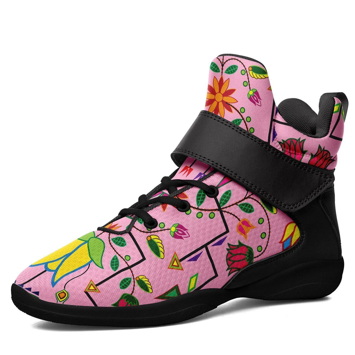 Geometric Floral Summer Sunset Ipottaa Basketball / Sport High Top Shoes - Black Sole