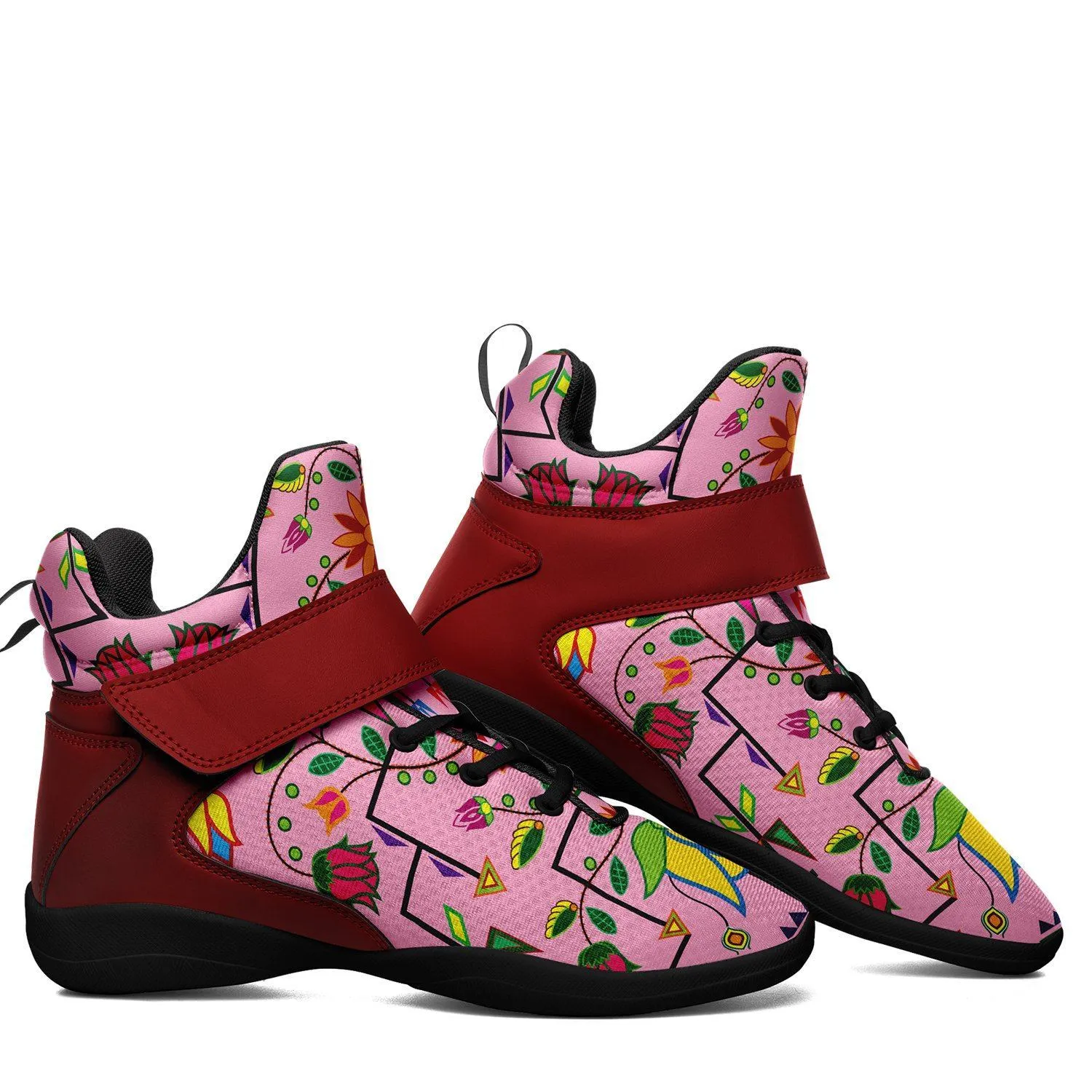 Geometric Floral Summer Sunset Ipottaa Basketball / Sport High Top Shoes - Black Sole